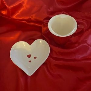 Valentine’s Special - Set/2 Hallmark Valentine Candy Dish & Heart Shaped Cup